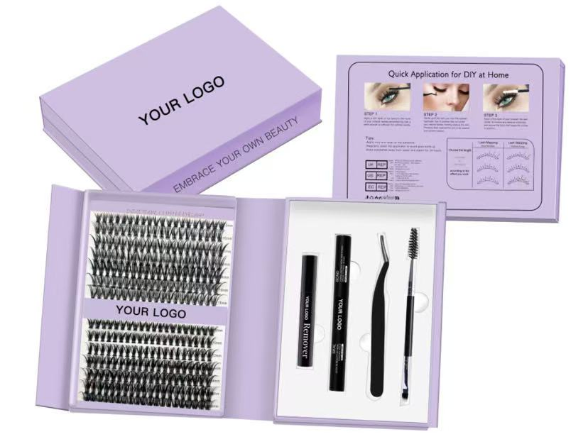 مجموعة رموش صناعية قابلة للتخصيص من الصين 30p-90p رموش د Curl سهلة الاستخدام مجموعة تمديد الرموش