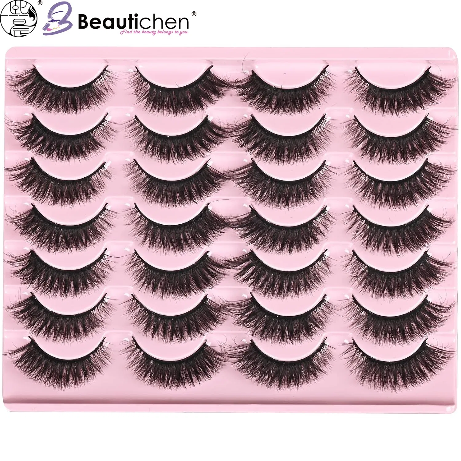 مجموعة رموش صناعية من Beautichen 20 - رموش فوكس مينيك طبيعية وكثيفة، أنماط رقيقة ومجعدة لمكياج يومي، حفلات، زفاف ومظهر مسرحي