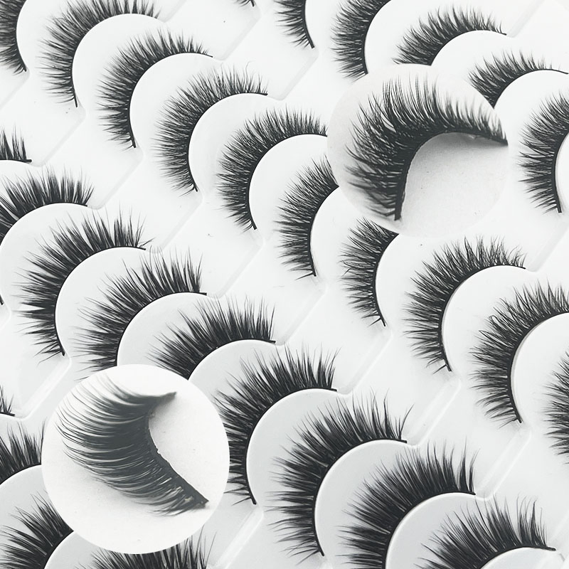 رموش طبيعية، رموش قصيرة، رموش وهمية من الفرو الصناعي، 20pairs من شرائط عيون قطة طبيعية المظهر وذات مظهر رقيق للرموش الصناعية الصغيرة