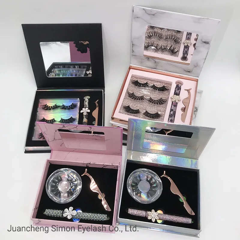 الجملة الأصلية 18mm 20mm 25mm 3D 5D رموش من الفرو المنك الحقيقي مع صندوق مخصص