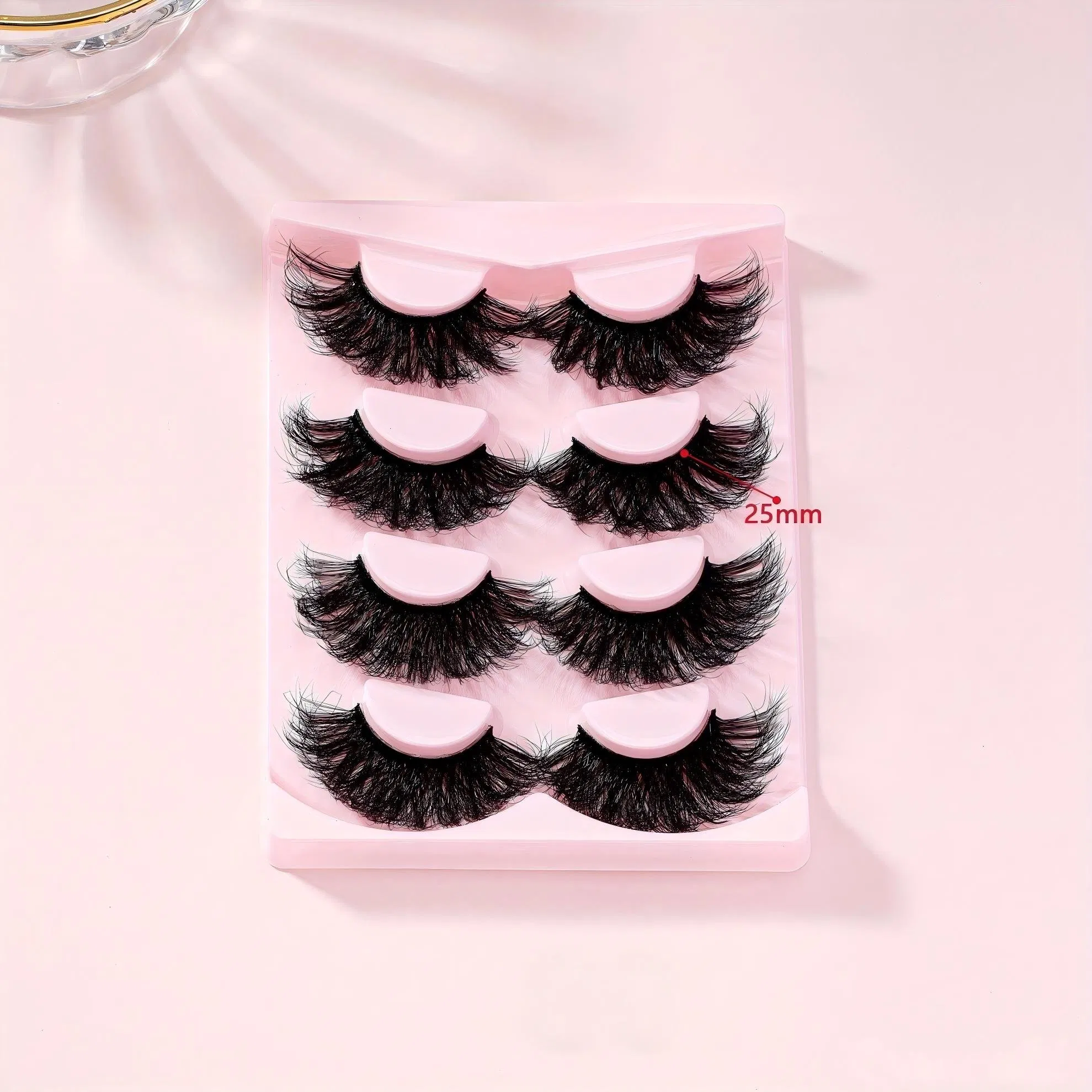 25mm متفجر 8 أزواج من رموش صناعية سميكة مختلطة مصنوعة من ألياف كيميائية رموش فوضوية وطويلة