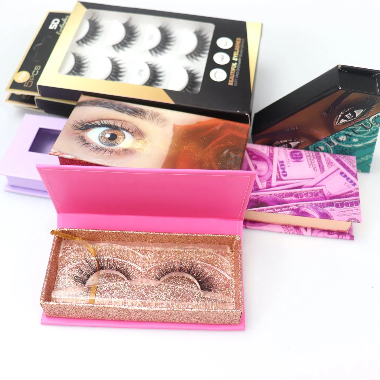 3D/5D/6D رموش صناعية فاخرة 25mm قابلة لإعادة الاستخدام مع صندوق مخصص