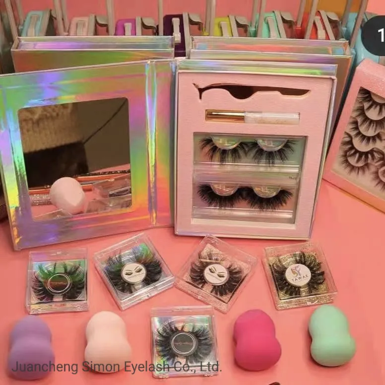 الجملة الأصلية 18mm 20mm 25mm 3D 5D رموش من الفرو المنك الحقيقي مع صندوق مخصص