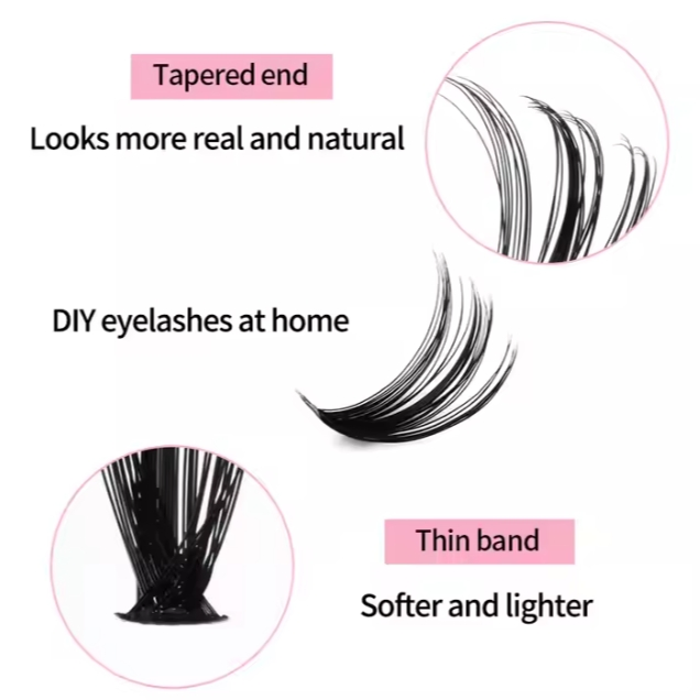 مجموعة رموش صناعية جاهزة للتطبيق بالجملة مع لاصق ومثبت ومزيل، مجموعة تمديد رموش افعلها بنفسك