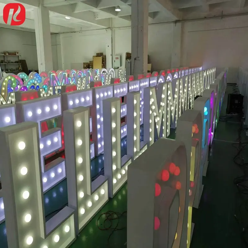 Custom Marquee Bulb Letter Signs — Free-Standing Metal Bubble Letters for Wedding, Events & Rental Business