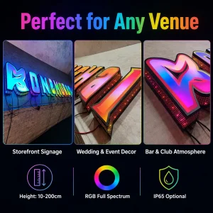 China Custom RGB Color-Changing Starlight Perforated LED Channel Letters – 3D Illuminated Signage for Storefront, Wedding & Event Decor Manufacturers, Factory