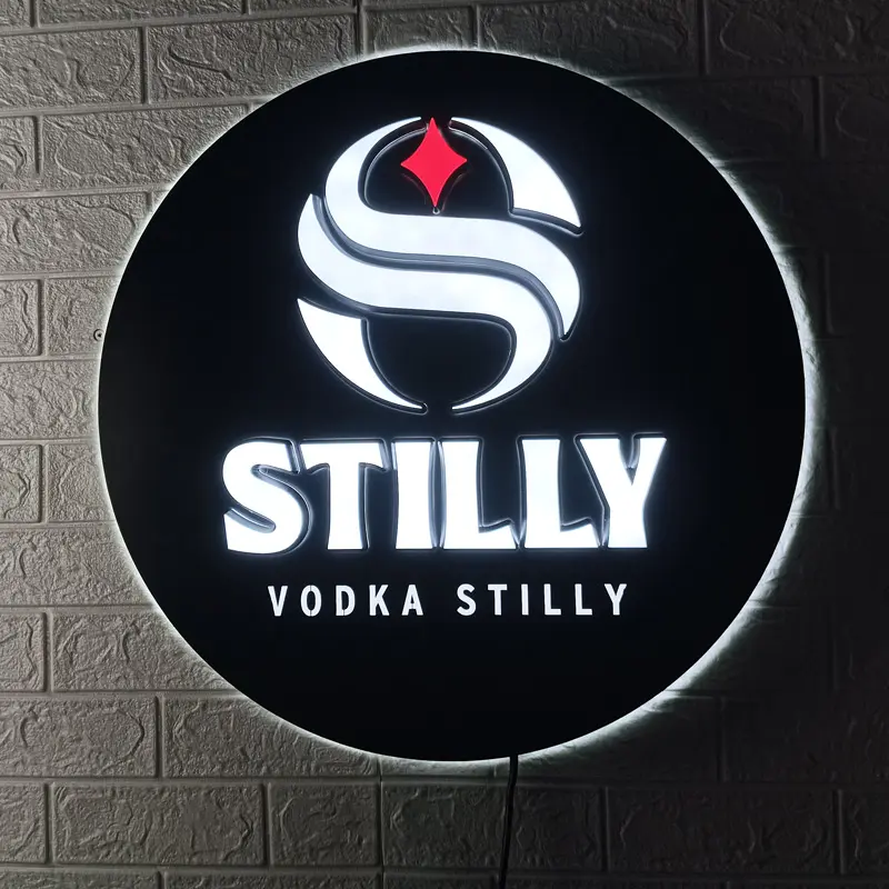Custom Stainless Steel Wall Mounted LED Lighted Logo Signs