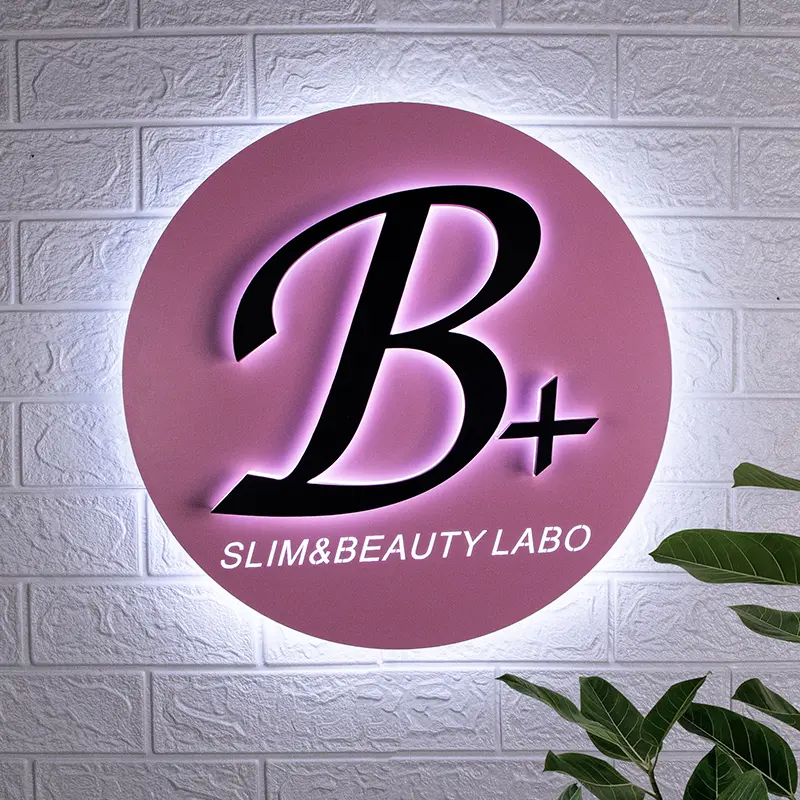 Custom Stainless Steel Wall Mounted LED Lighted Logo Signs