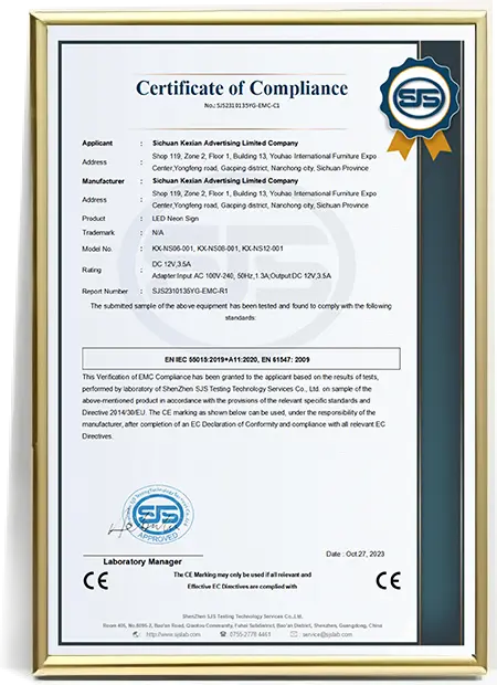 FCC certification for Kexian LED and electronic signage products sold in the United States