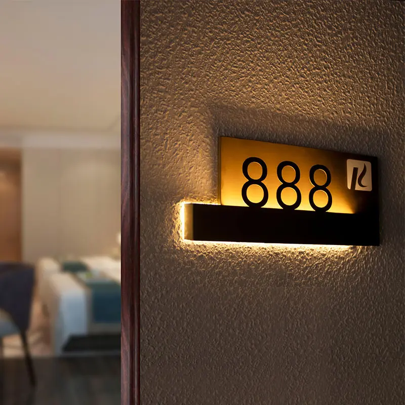 China Suppliers Factory Custom LED Illuminated Room Number Signs for Hotels, Apartments, and Homes
