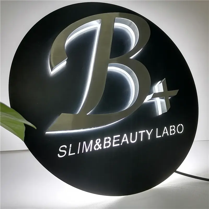 Custom Stainless Steel Wall Mounted LED Lighted Logo Signs