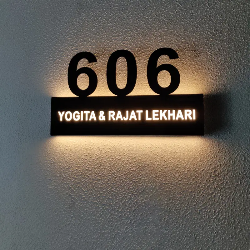 China Suppliers Factory Custom LED Illuminated Room Number Signs for Hotels, Apartments, and Homes