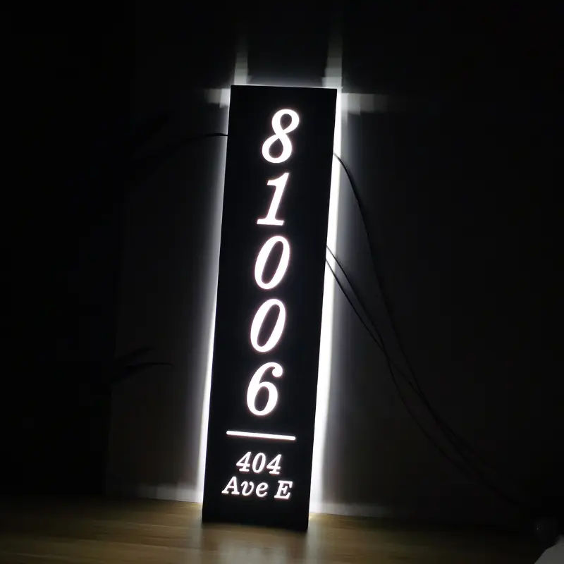 China Suppliers Factory Custom LED Illuminated Room Number Signs for Hotels, Apartments, and Homes