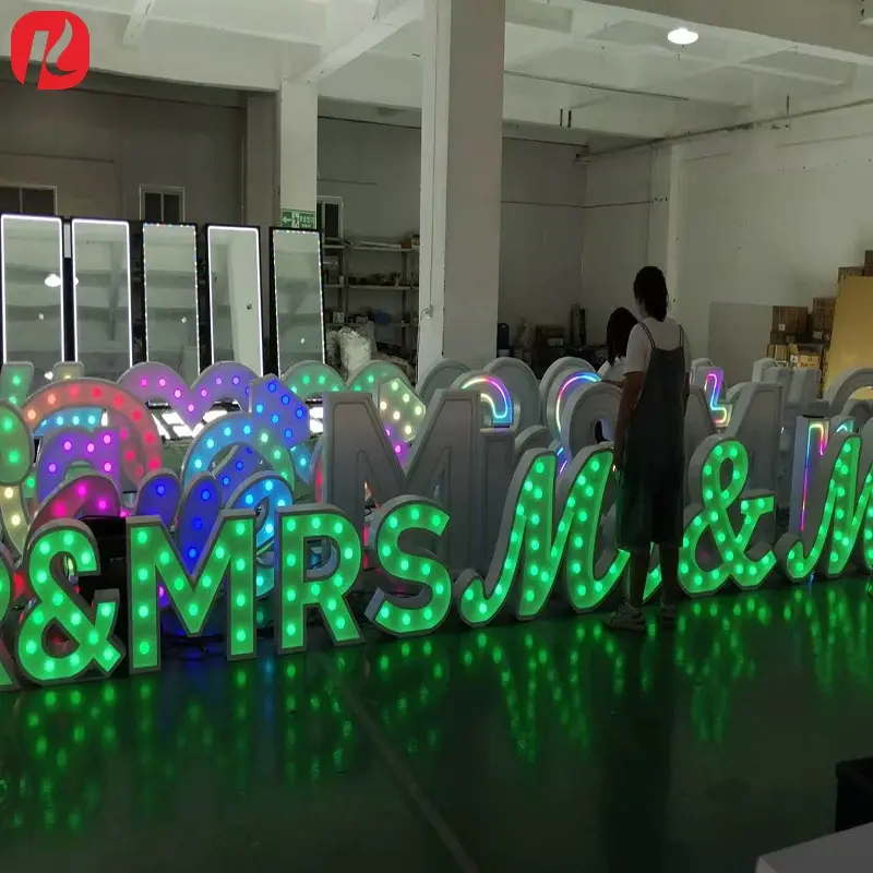 Custom Marquee Bulb Letter Signs — Free-Standing Metal Bubble Letters for Wedding, Events & Rental Business