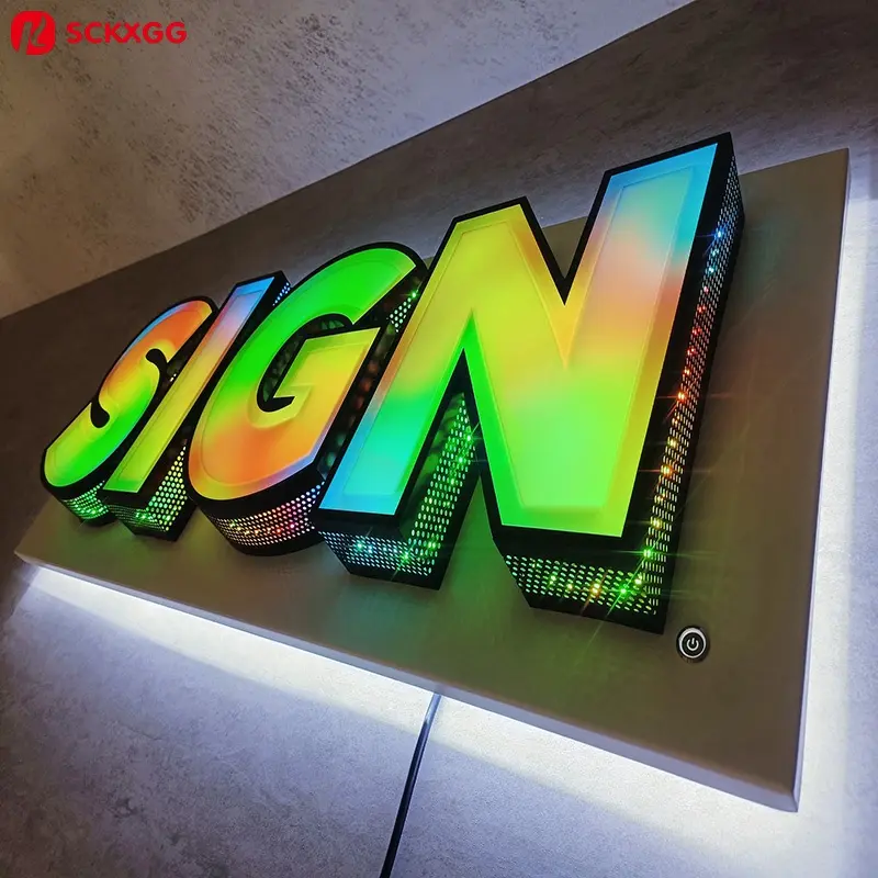 Custom Custom RGB Programmable LED Sandwich Board Signs Indoor Hanging Decorative Lighted Letter Business Advertising Signage Stainless Manufacturer, Factories