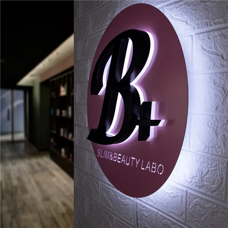 Custom Stainless Steel Wall Mounted LED Lighted Logo Signs