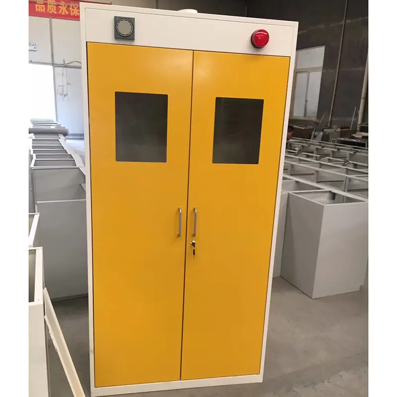 Steel gas cylinder cabinet interior