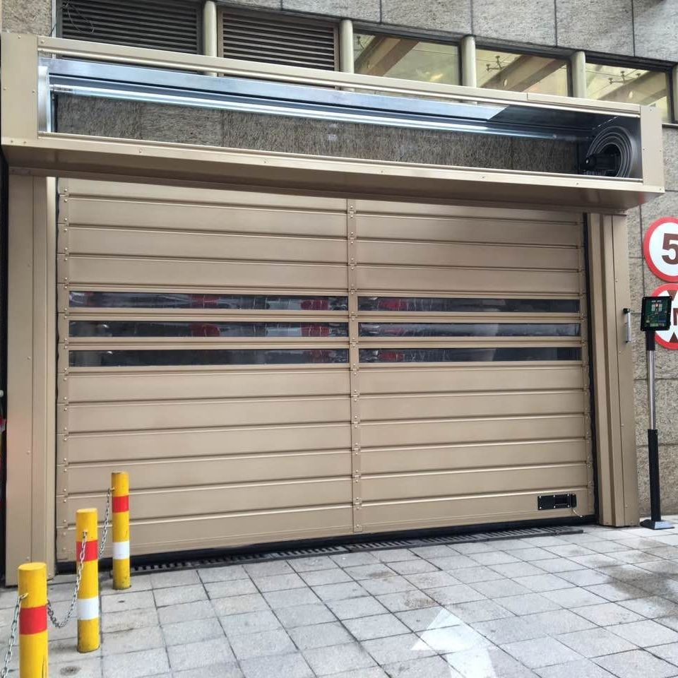 Automatic Aluminum Alloy High Speed Performance Rolling Rapid Roll up Fast Acting Roller Shutter Spiral Security Warehouse Door Garage Door