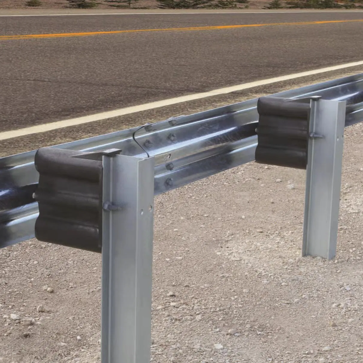 OEM Highway Safety Guardrail with End Terminals and Anti-Collision Features for Curves and Slopes