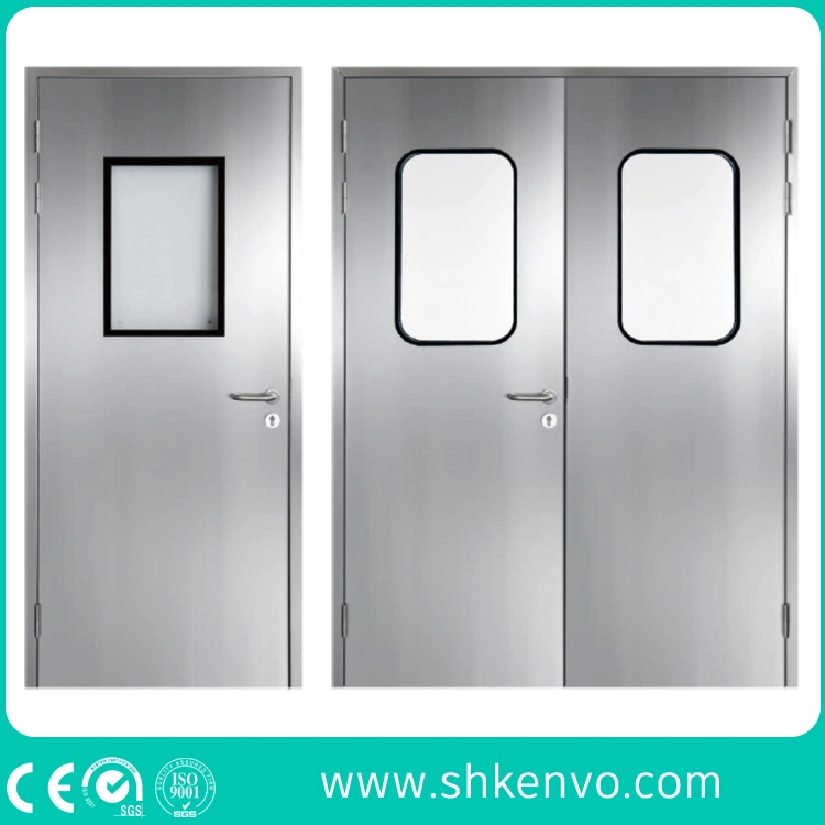 GMP Hygiene Galvanized Iron or 304 Stainless Steel Interior Modular Clean Room Metal Swing Entry Door for Food, Pharmaceutical, Medical, Hospital, Laboratory