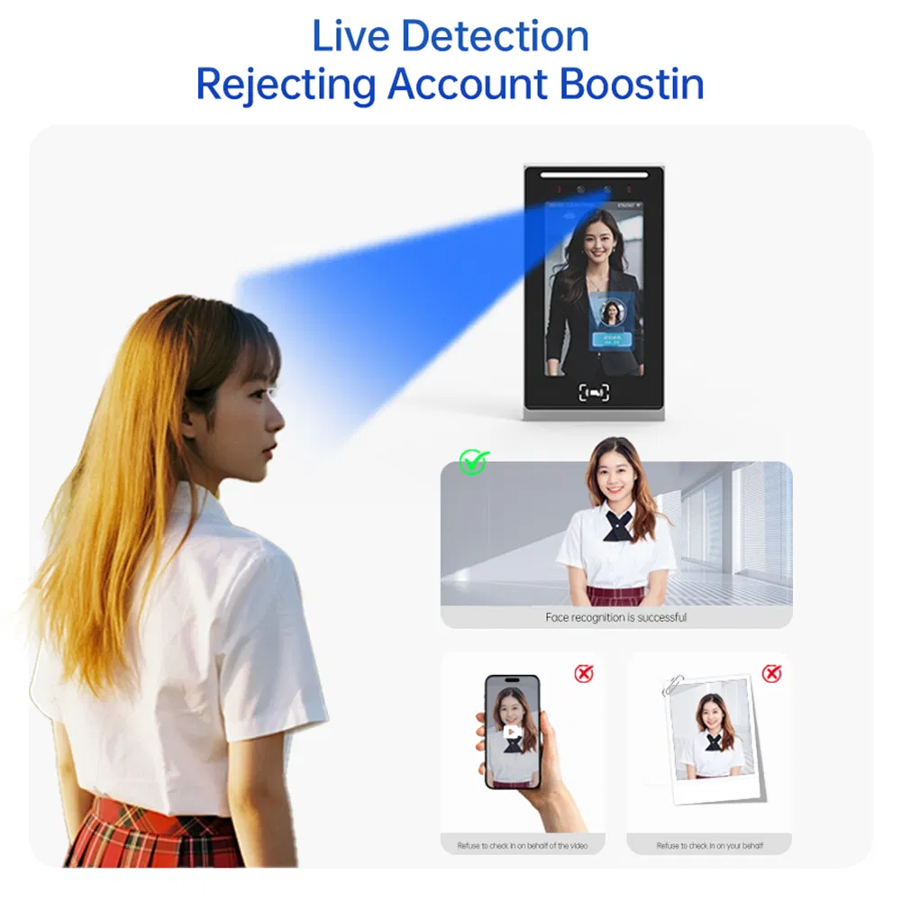 7 Inch Biometric Facial Recognition Device Time &amp; Attendance Access Control Terminal Time Face Recognition Attendance System