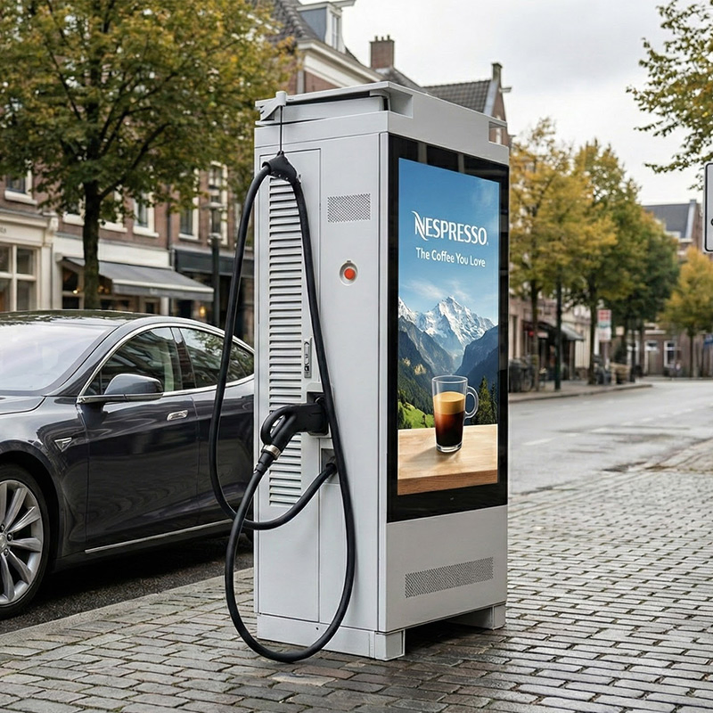 Promotion CCS1/CCS2 Floor-Mounted Charging Pile IP54 DC 160kw EV Charger Station with 55-Inch Advertising Screen