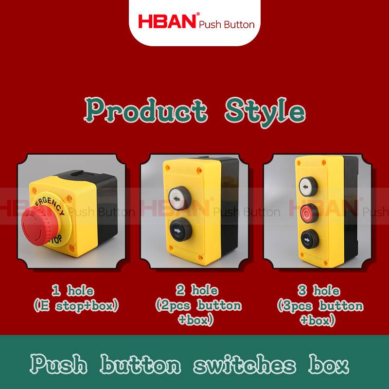 Hban 22mm Plastic Emergency Stop Button with Locking Function for Machinery Safety