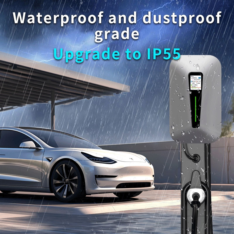 7kw Type2 Commercial EV Charger Wallbox with Triangular LED Indicator for Public Parking &amp; Fleet Operation