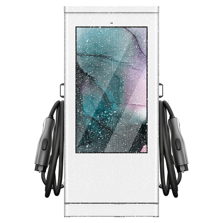 Commercial Outdoor 55 Inch Advertising Screen DC EV Charger Ocpp/WiFi/4G 60/80/120kw Fast Charger CCS/Gbt EV DC Charging Station