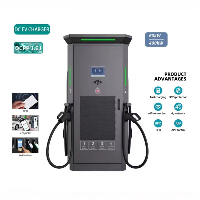 60kw/ 120kw Intergrated DC Fast EV Charger 2 Plugs CCS Floor-Standing APP WiFi 4G Ocpp 1.6 Charging Pile Residential Middle East