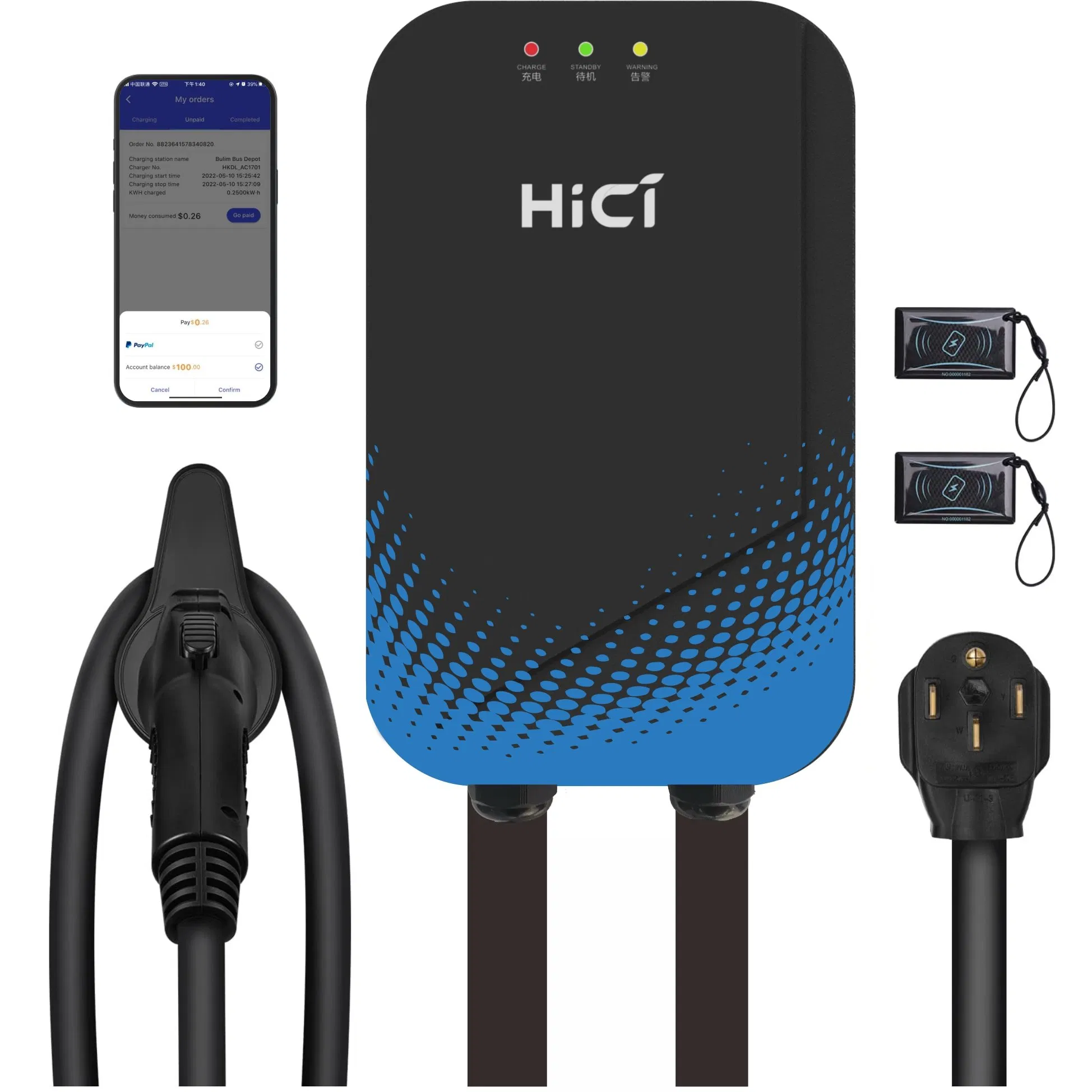 Home Commercial Use Type 2 7kw Wallbox AC EV Charging Charger Station