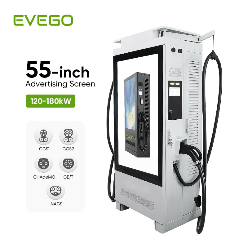 Promotion CCS1/CCS2 Floor-Mounted Charging Pile IP54 DC 160kw EV Charger Station with 55-Inch Advertising Screen