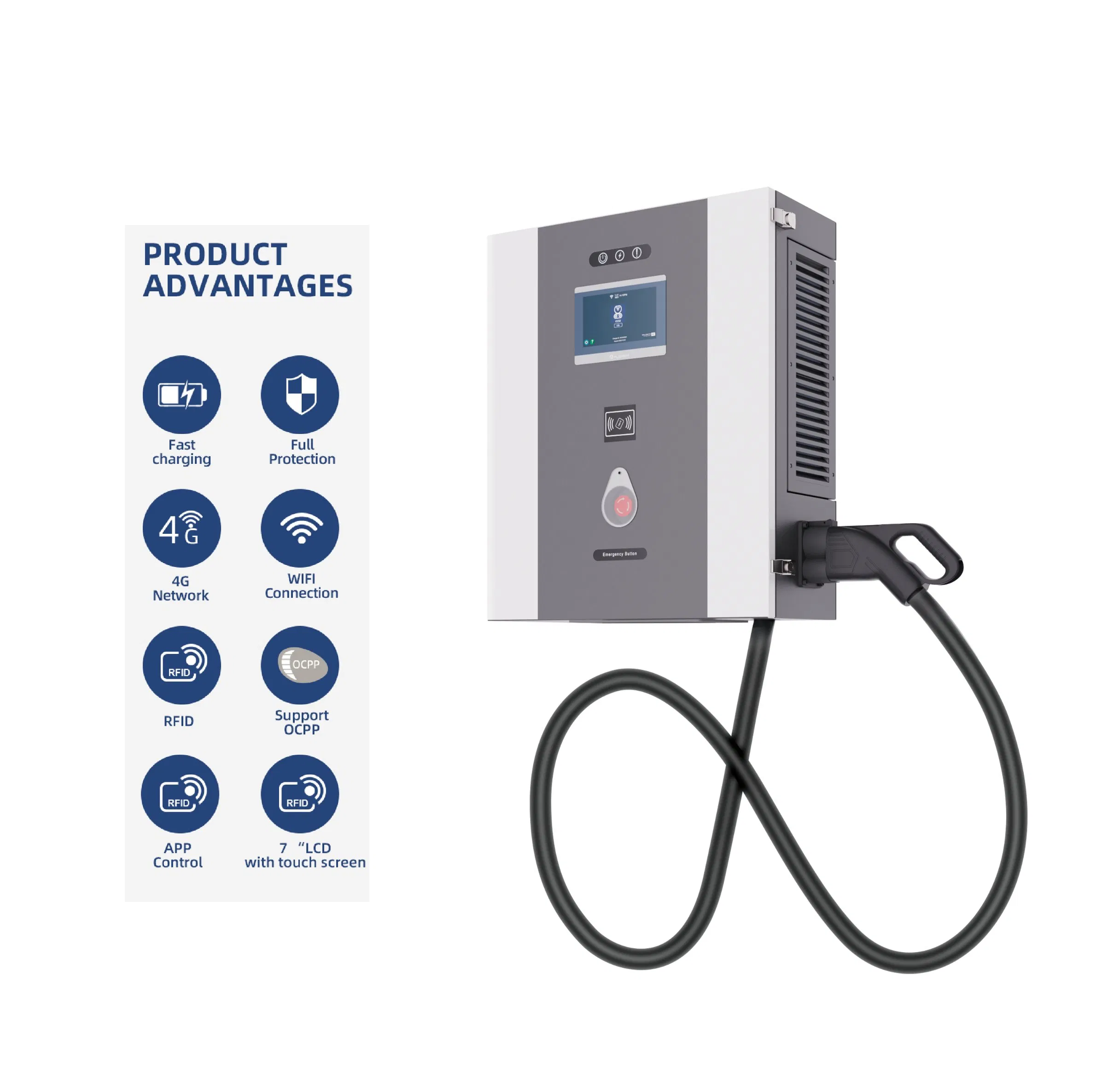 20-40kw Dual-Mount DC Charging Station Electric Car Charger with 5m Charging Cable for Small Parking Lot and Residential Area Use