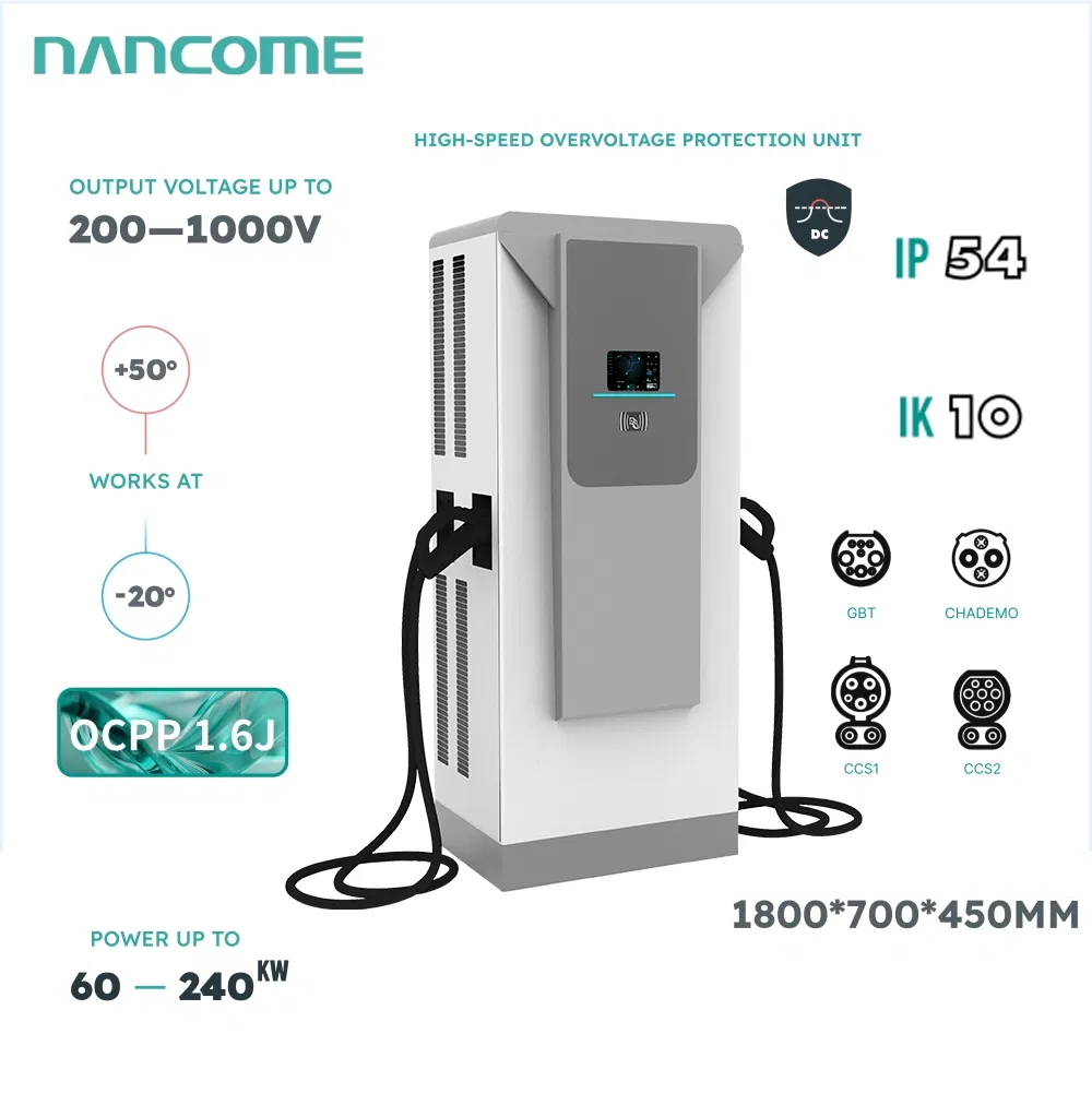 60kw/120kw/180kw Ocpp 1.6j Chademo, CCS2, Type 2 DC Connector EV Car Charging Station Charging Pile for Outdoor Commercial Use