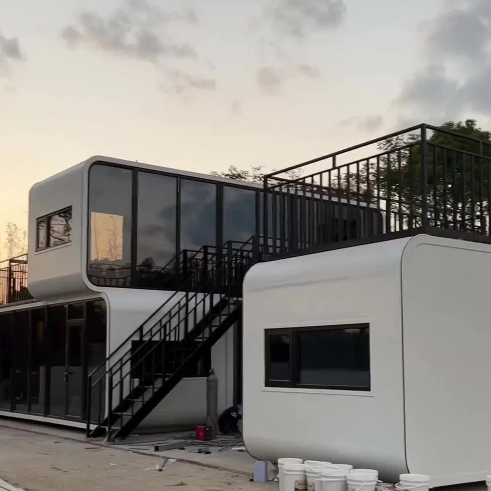 Cabaña de lujo ecológica de manzana, cabaña ecológica modular de acero