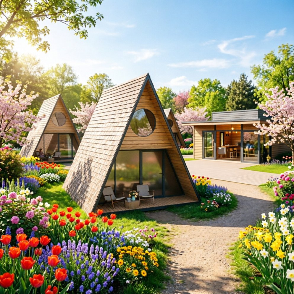 Casa Triangular Prefabricada Modular Para Resort, Glamping Y Vivienda Turística Con Instalación Rápida Y Diseño Moderno