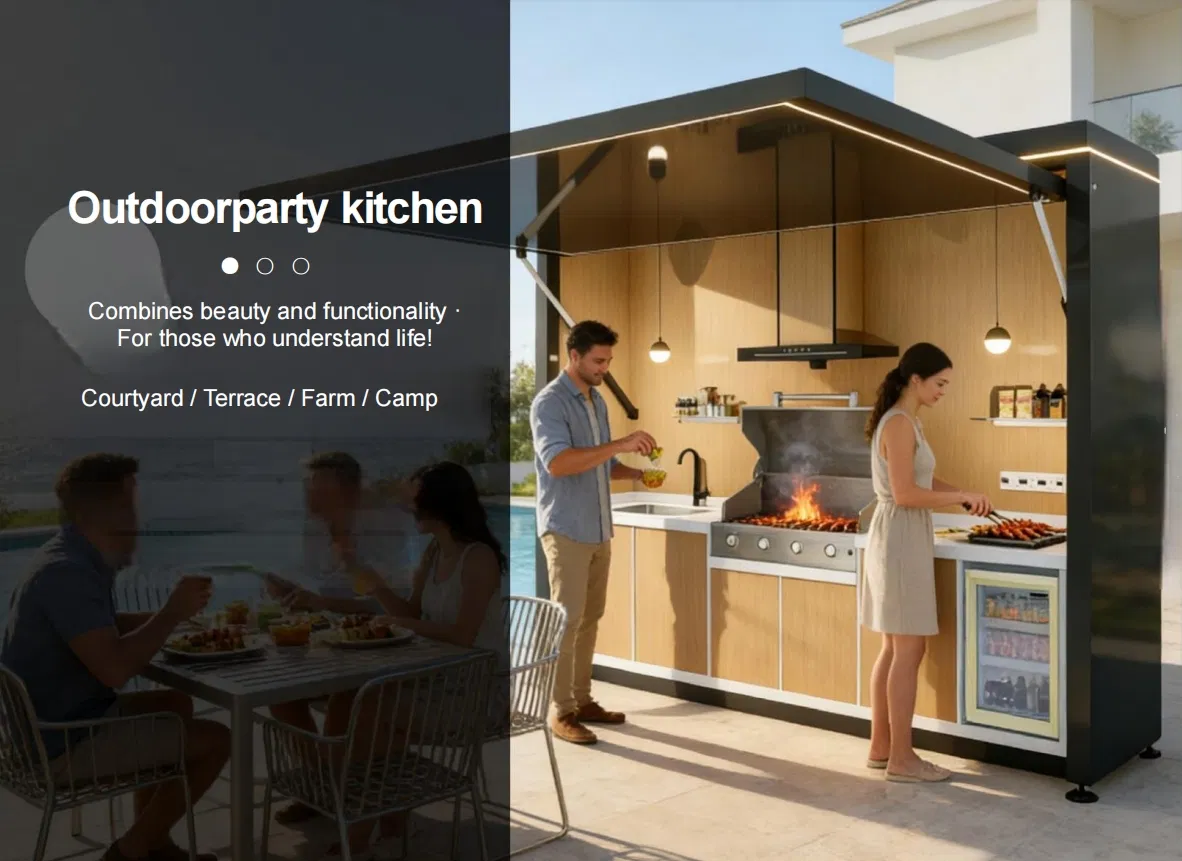 Tira de luz LED de lujo modular para cocina exterior con puerta abatible eléctrica de varilla de empuje