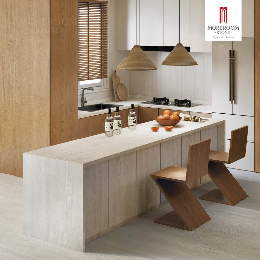 Isla de cocina modular moderna con tapa de mármol profesional