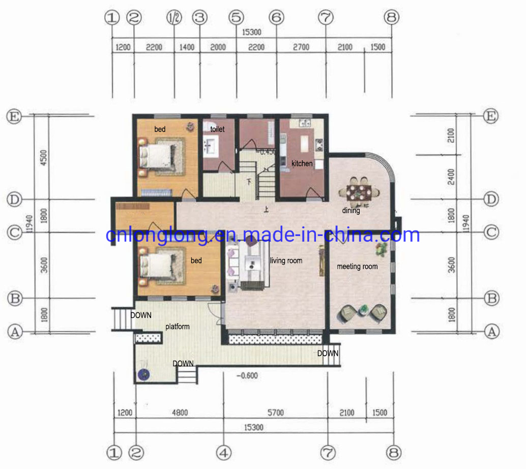 Casa de Estructura de Acero Ligero Prefabricada Villa de Acero Ligero 2-30