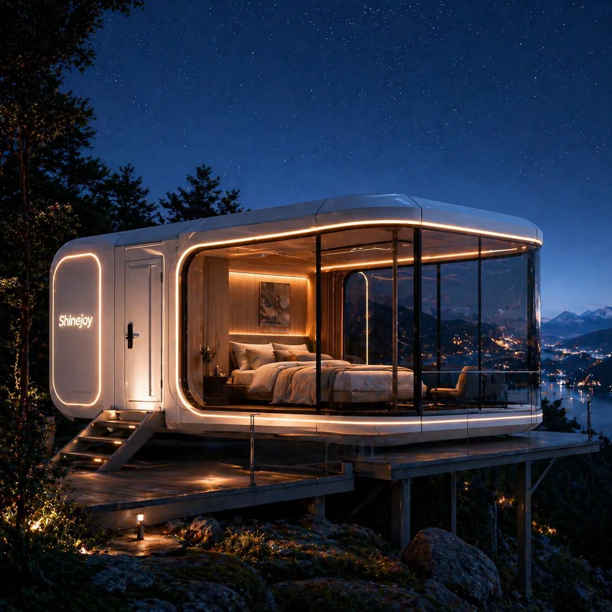 Ray-Ptv001 Elegante Robusto Lujo Pequeño Ecológico Prefabricado Contenedor Modular Expandible Cápsula Hogar Inteligente Portátil Móvil Vivienda Residencial Casa