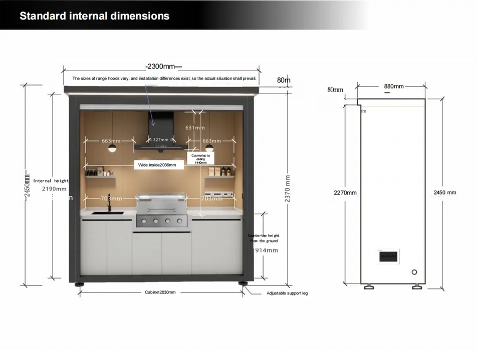 Estructura interna y acabados de lujo de la cocina exterior