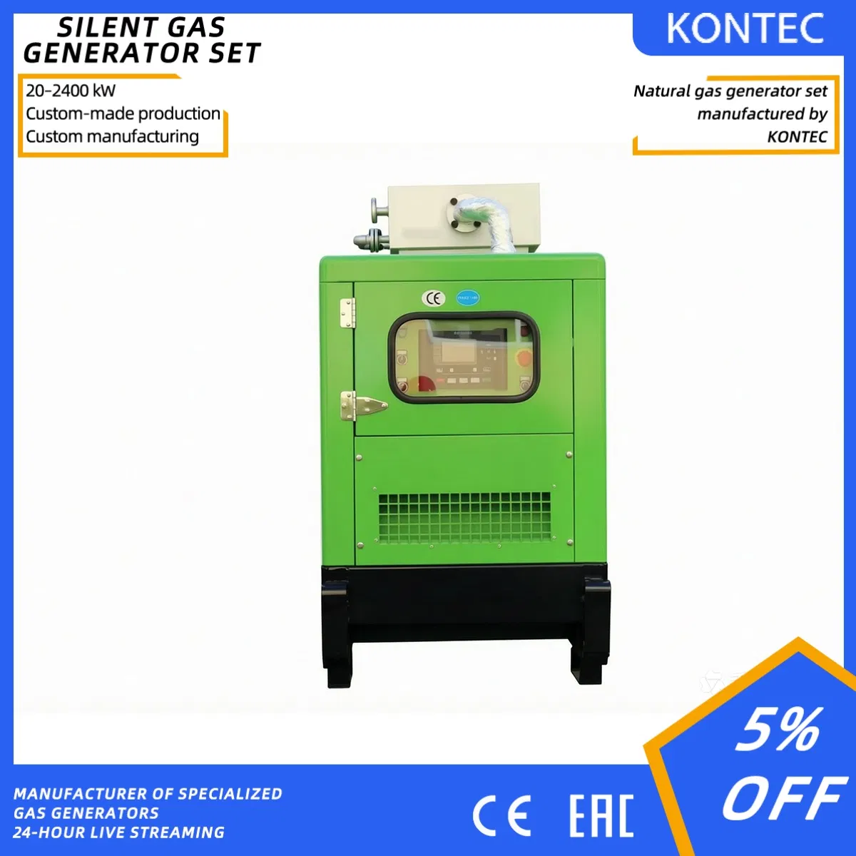 10kw Generador de gas portátil super silencioso enfriado por aire para uso doméstico