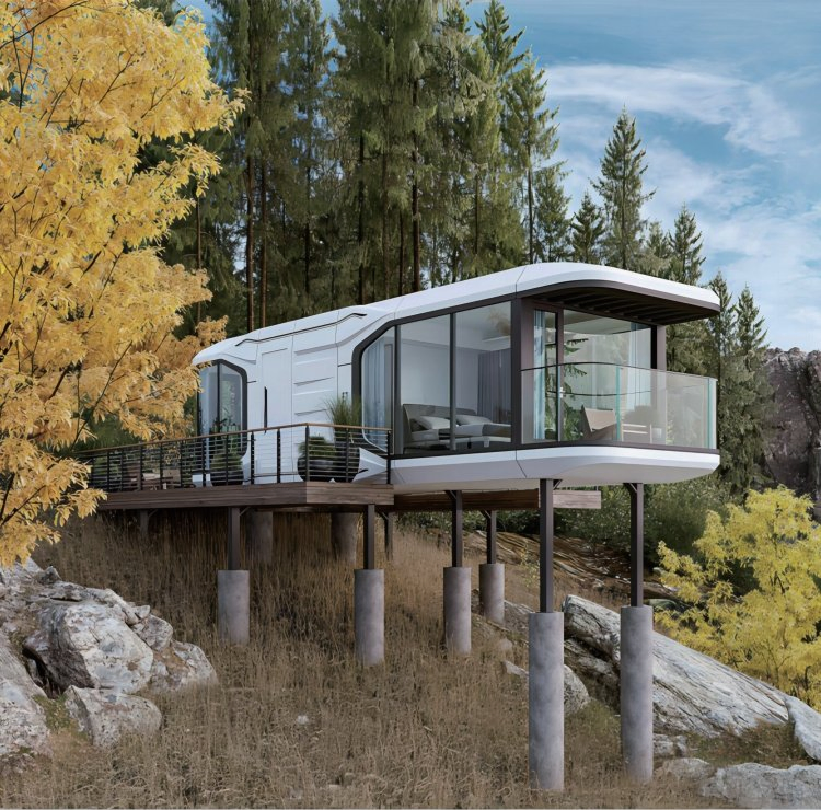 Cápsula Espacial Prefabricada Hoteles de Lujo Casas Contenedor Casas de Vacaciones de Lujo Habitaciones Frente a la Playa