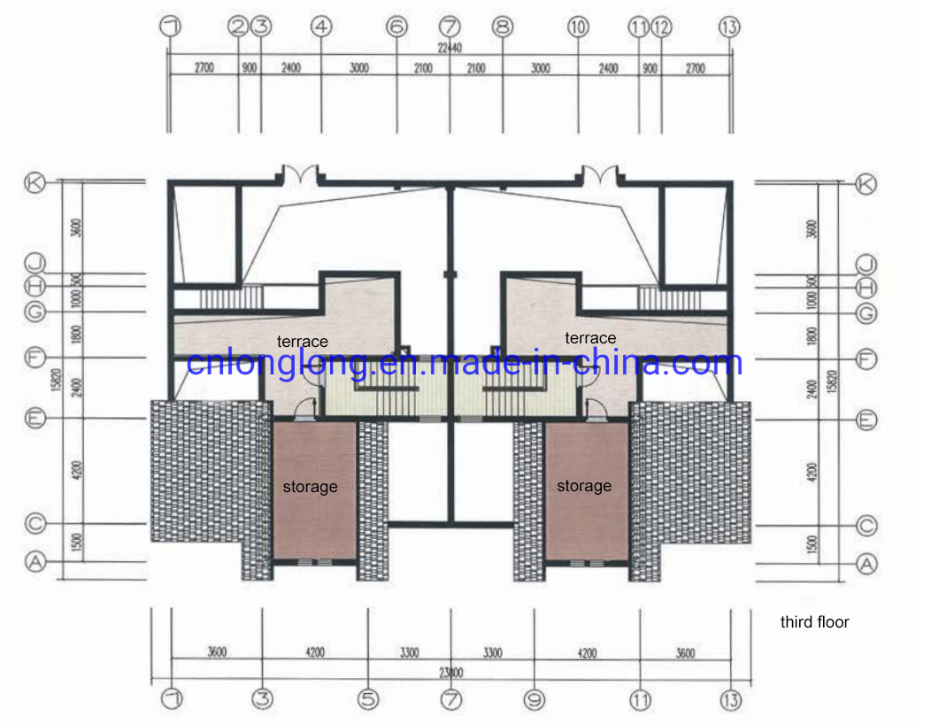 Casa Semi Adosada de Estilo Americano Prefabricada Villa de Acero Ligero 1