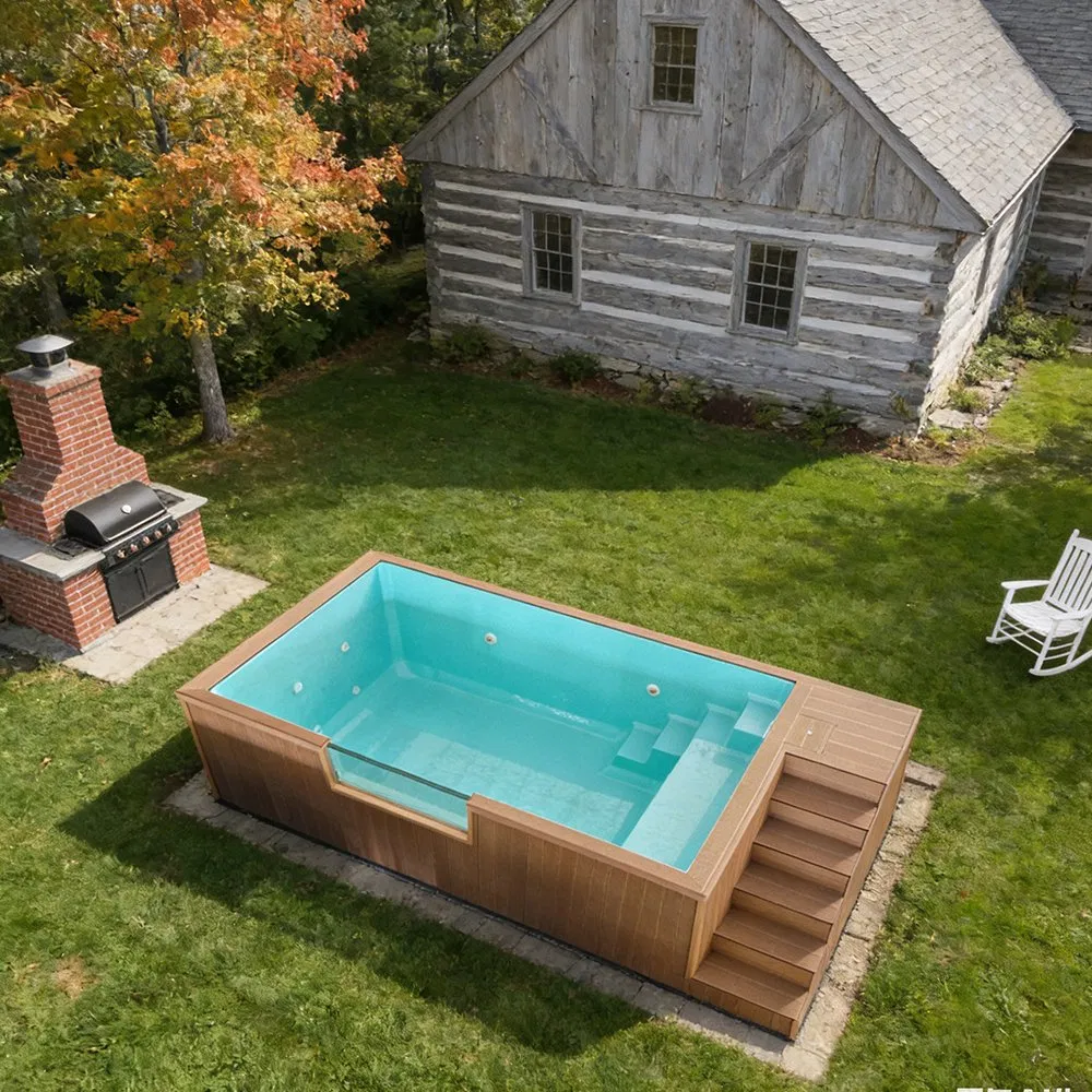 Piscina de inmersión pequeña de bajo mantenimiento para resort - Diseño modular de fibra de vidrio con ventana de acrílico, instalación fácil sobre el suelo para patio trasero compacto