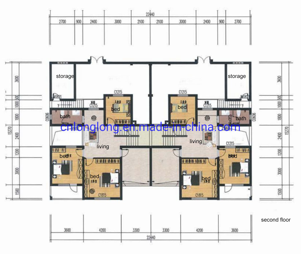 Casa Semi Adosada de Estilo Americano Prefabricada Villa de Acero Ligero 1