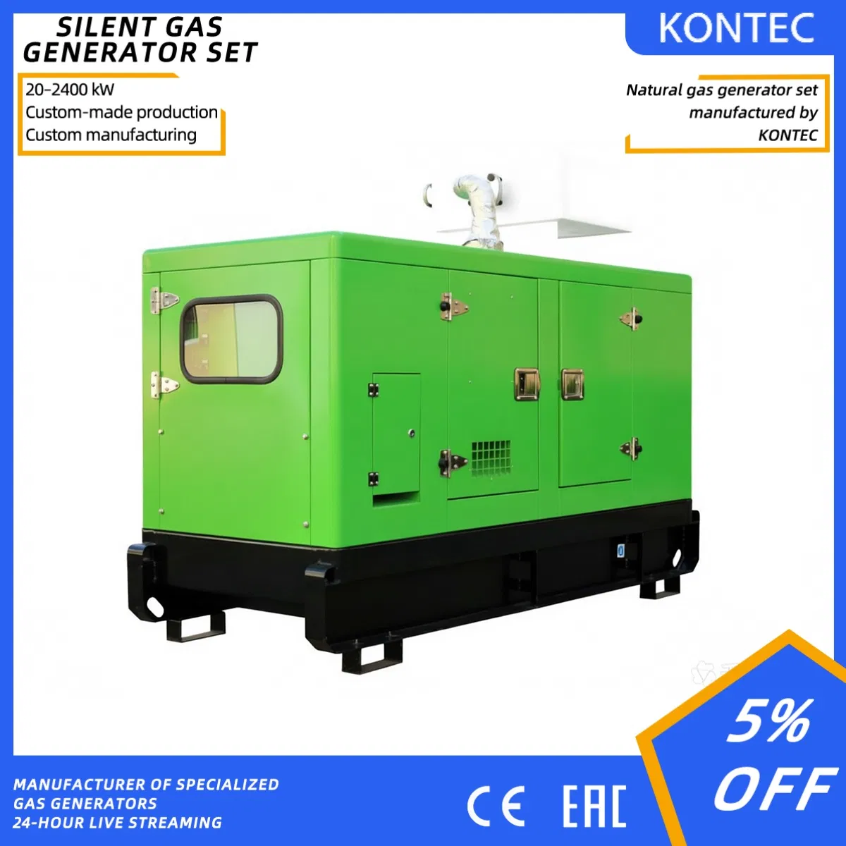 10kw Generador de gas portátil super silencioso enfriado por aire para uso doméstico