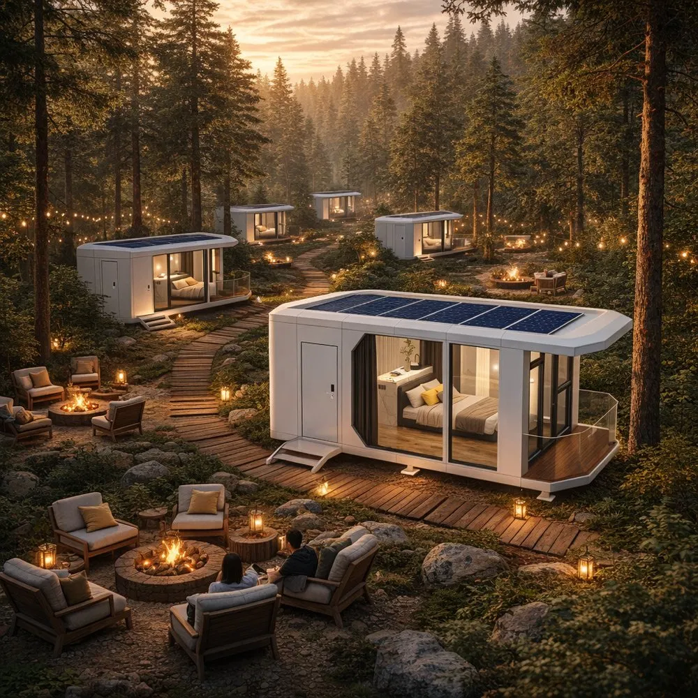Casa Modular de Cápsulas para Desarrollo de Resort en Isla Remota Cabaña Prefabricada de Cápsulas Instalación Fácil Alojamiento en Hotel de Cápsulas