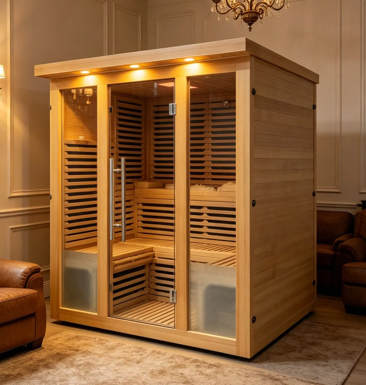 Sala de sauna de farinfra rojo innovadora, experiencia de spa resort