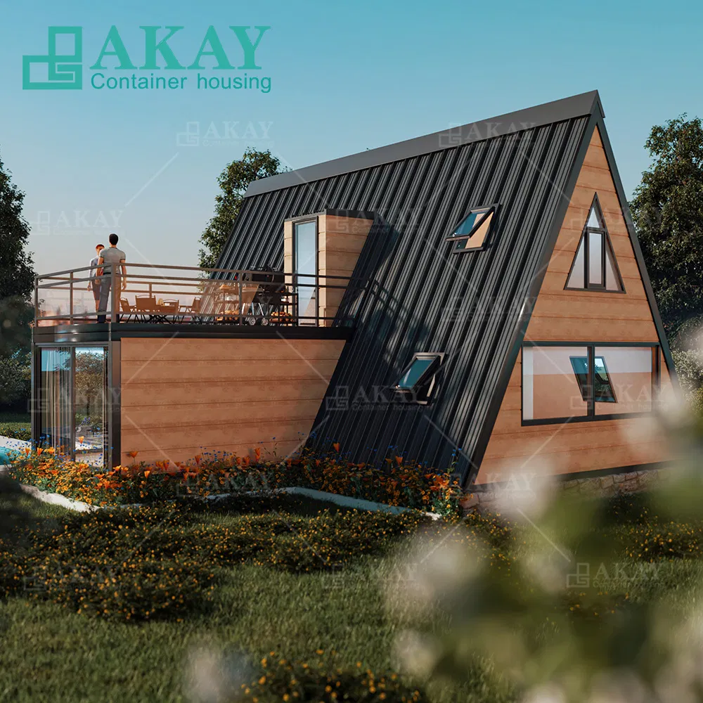 Casa Modular Prefabricada Casa en A Triangular de Alta Gama Instalación Rápida Contenedor Villa Prefabricada con Terraza
